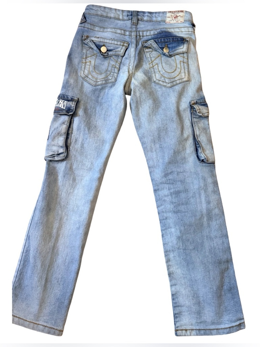 True Religion Ricky Relaxed Straight Cargo Jeans | Kids Size 10 🔥Unisex Fit - Picture 4 of 13
